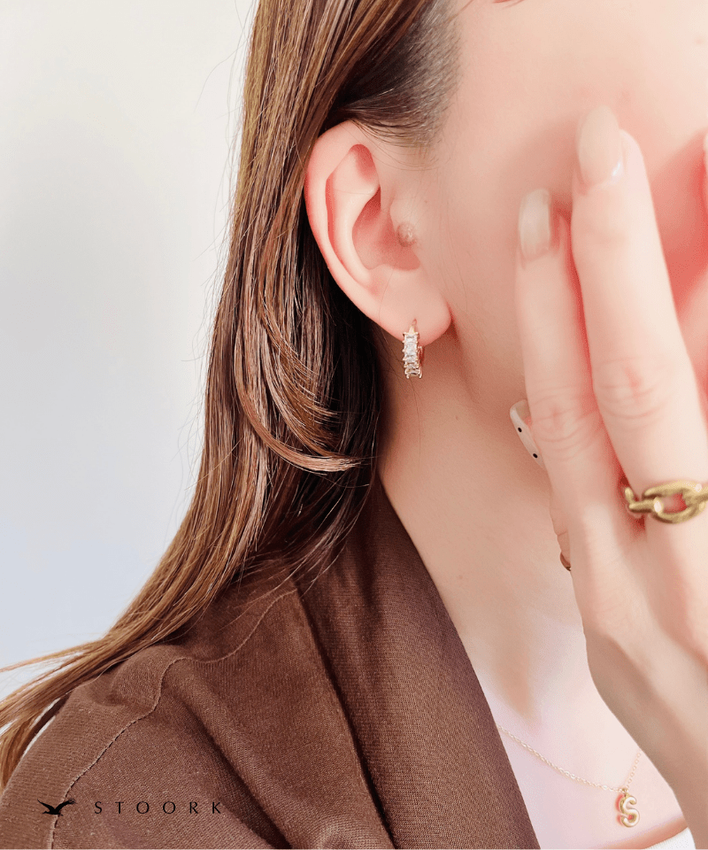 Half Zirconia Hoop Pierce - stoork
