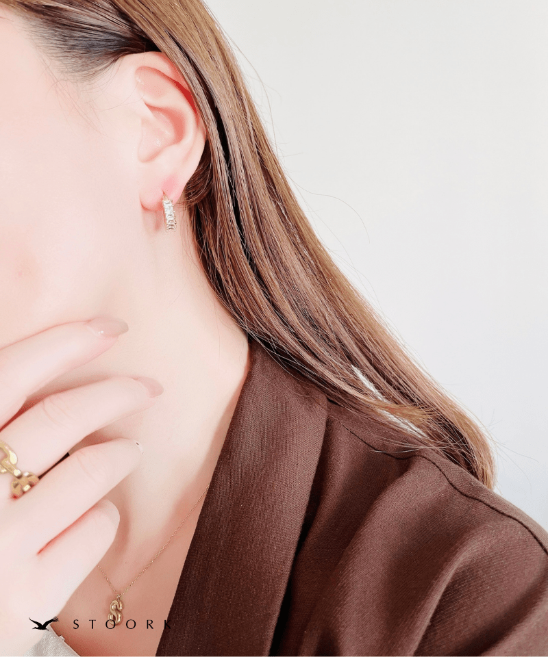 Half Zirconia Hoop Pierce - stoork