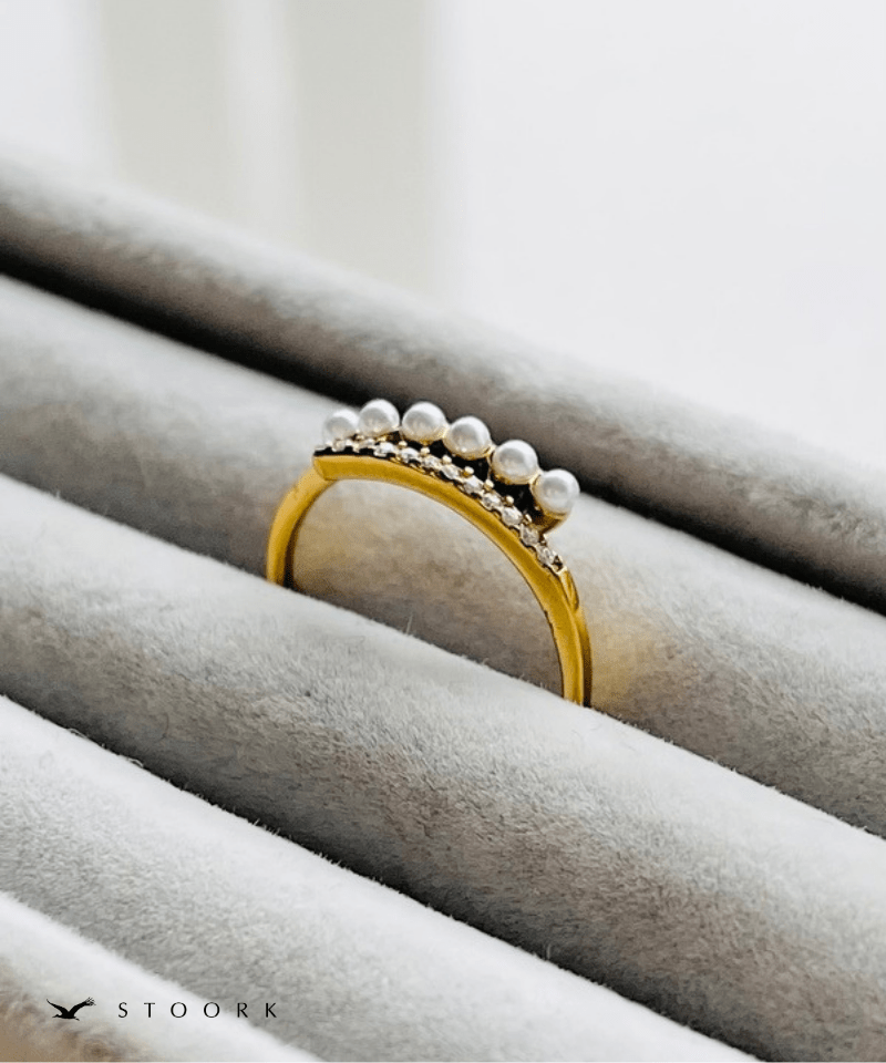 Layered Pearl Line Ring - stoork
