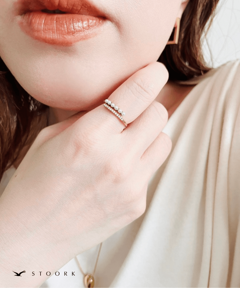 Layered Pearl Line Ring - stoork