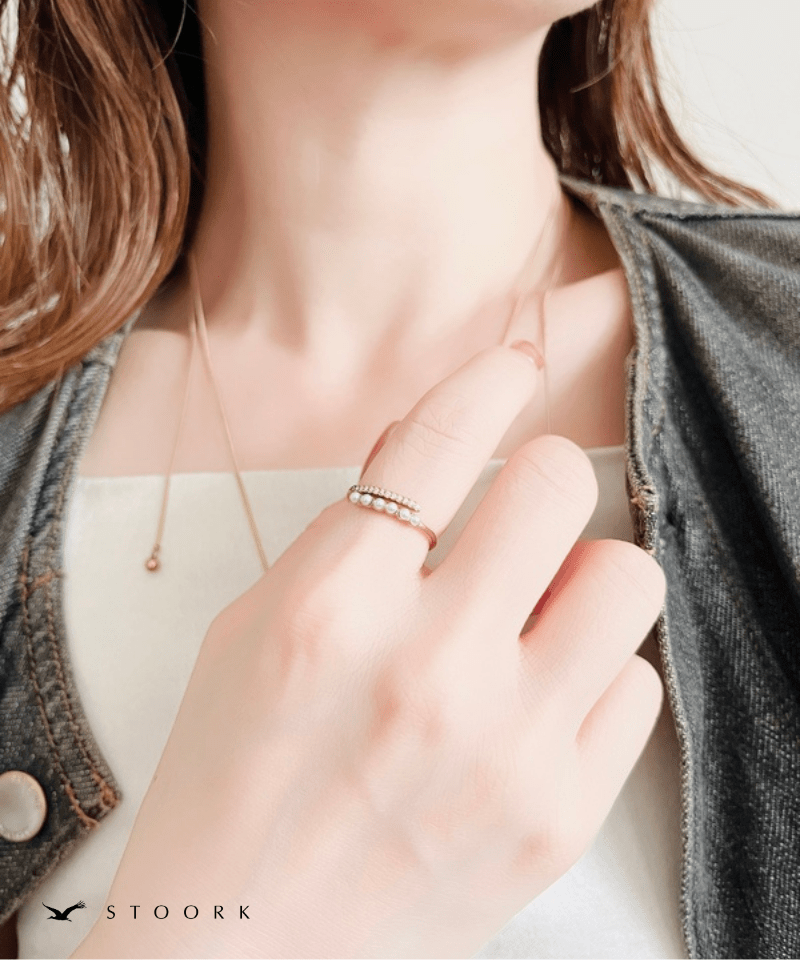 Layered Pearl Line Ring - stoork