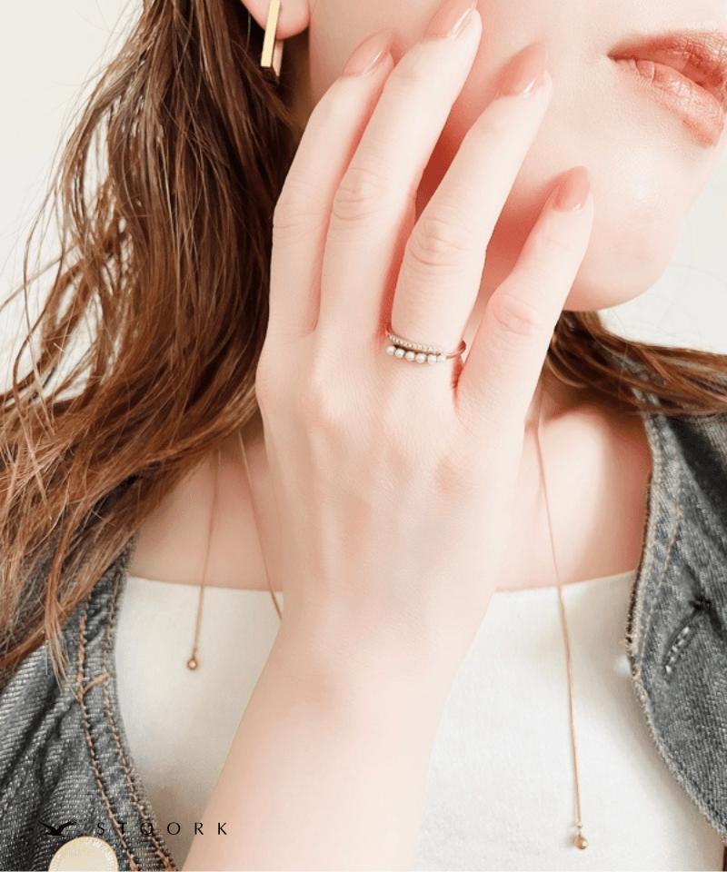 Layered Pearl Line Ring - stoork