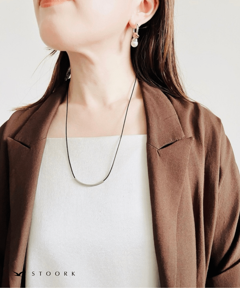 Metal Bar Cord Necklace - stoork