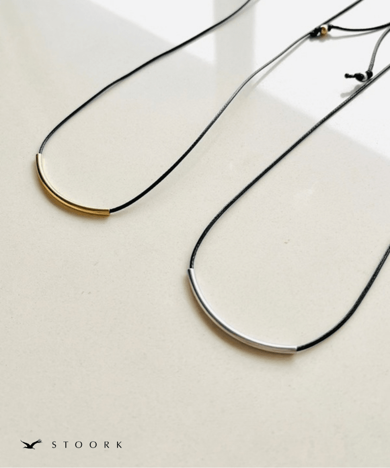 Metal Bar Cord Necklace - stoork