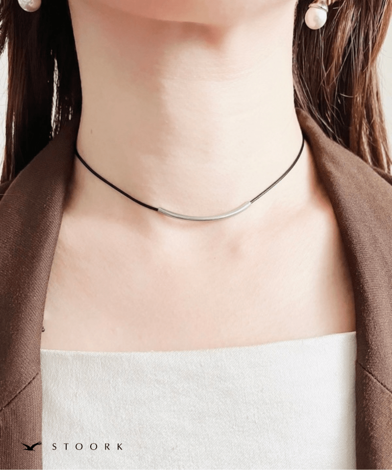 Metal Bar Cord Necklace - stoork