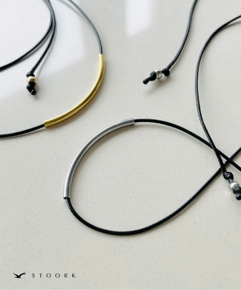 Metal Bar Cord Necklace - stoork