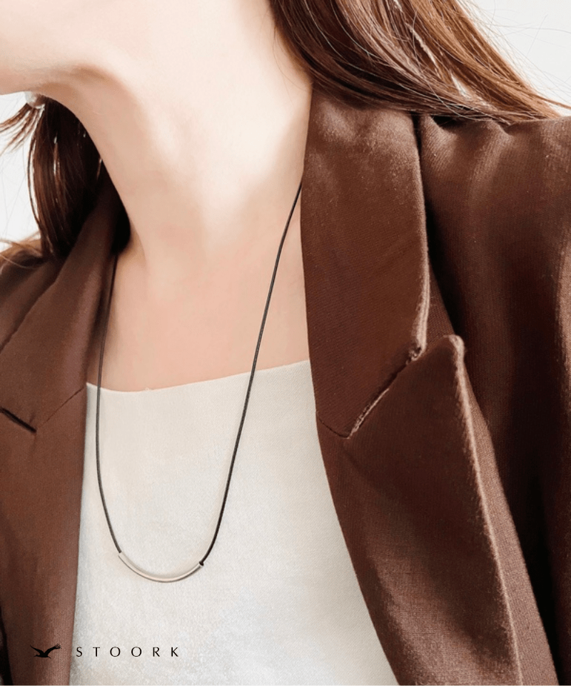 Metal Bar Cord Necklace - stoork