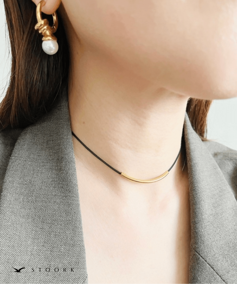 Metal Bar Cord Necklace - stoork
