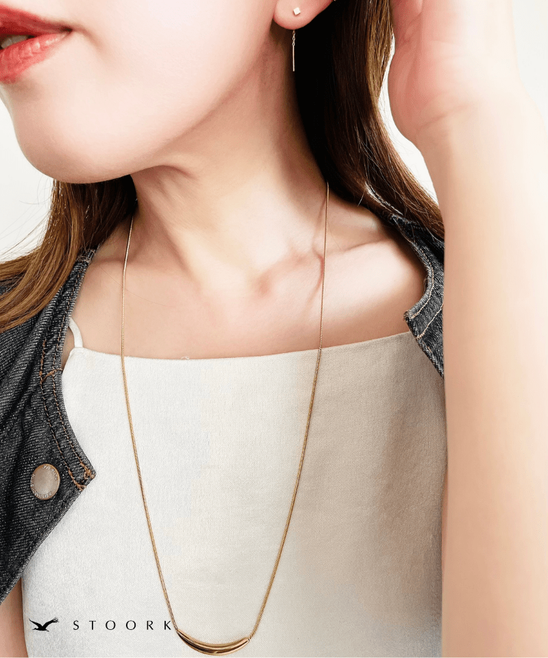 Metal Curve Bar Long Necklace - stoork