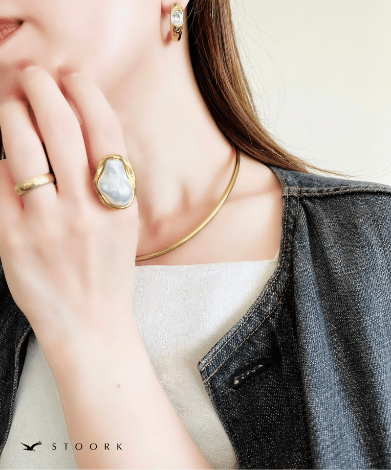 Metal Frame Pearl Ring - stoork
