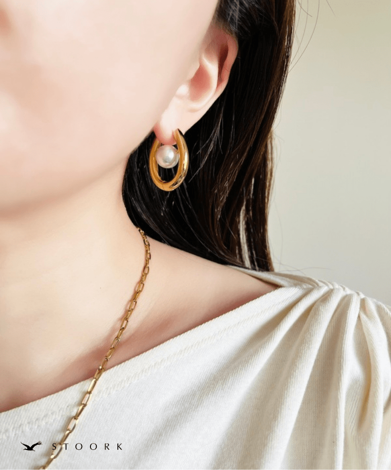 Oval Pearl Hoop Pierce - stoork