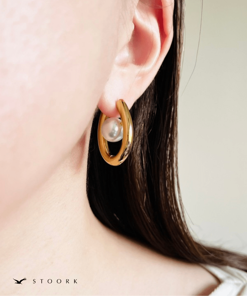 Oval Pearl Hoop Pierce - stoork