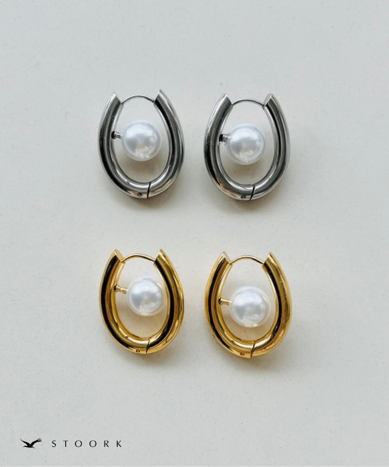 Oval Pearl Hoop Pierce - stoork