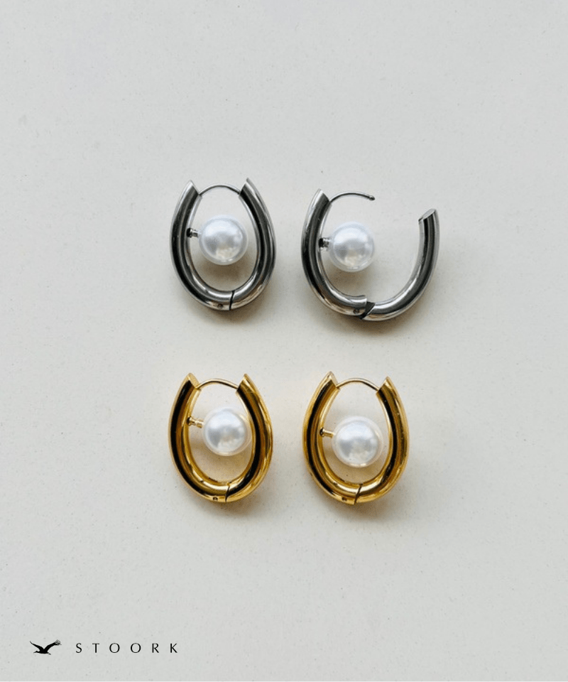Oval Pearl Hoop Pierce - stoork