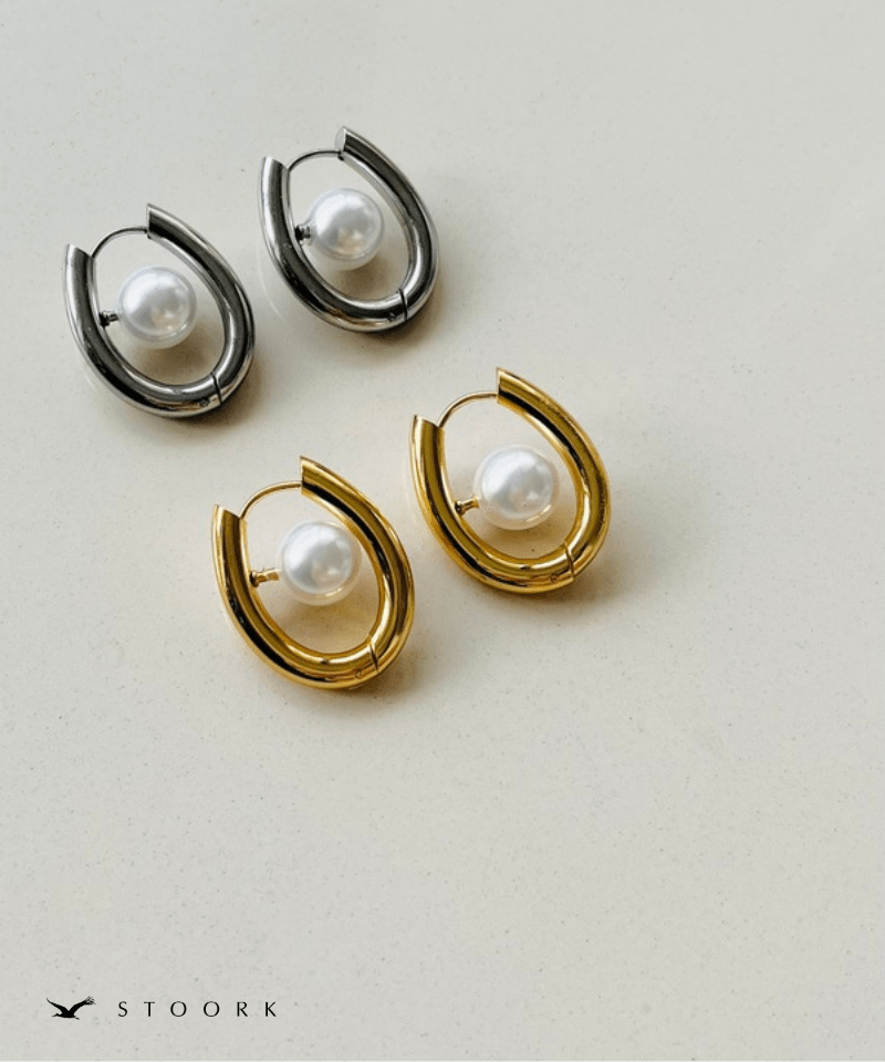 Oval Pearl Hoop Pierce - stoork