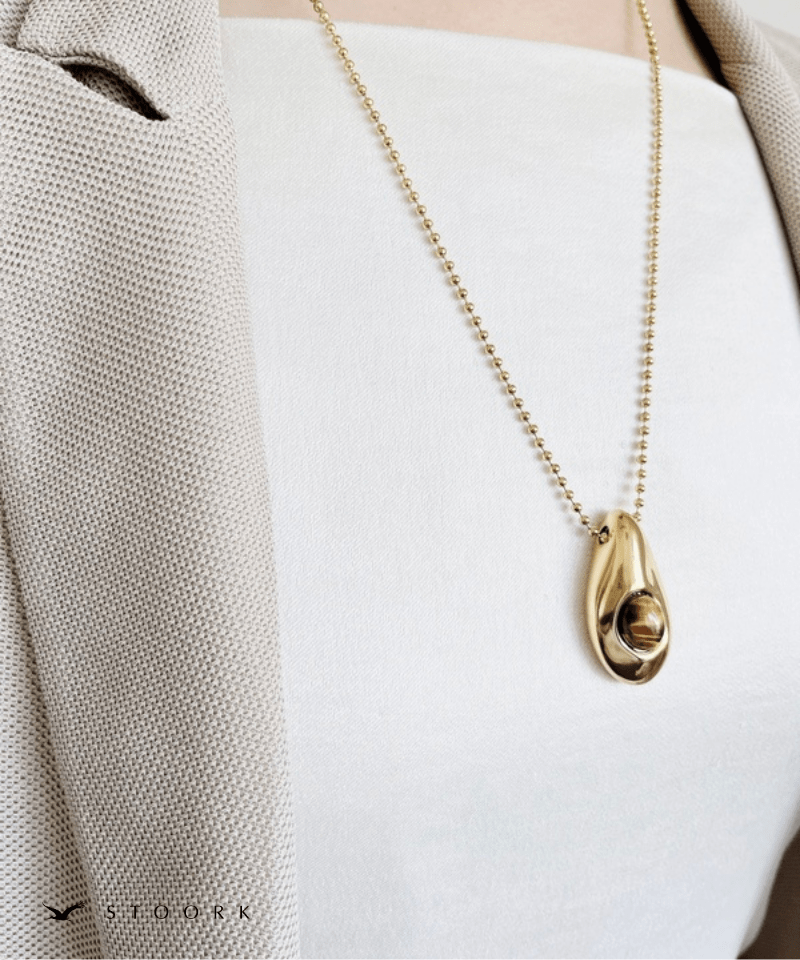 Oval Stone Charm Necklace - stoork