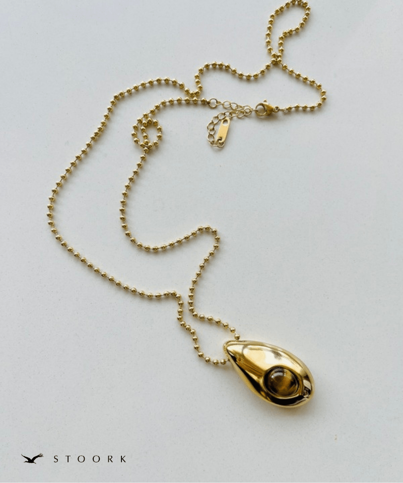Oval Stone Charm Necklace - stoork