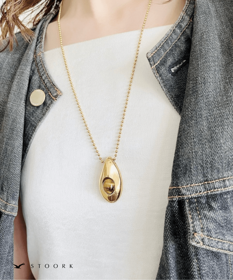 Oval Stone Charm Necklace - stoork
