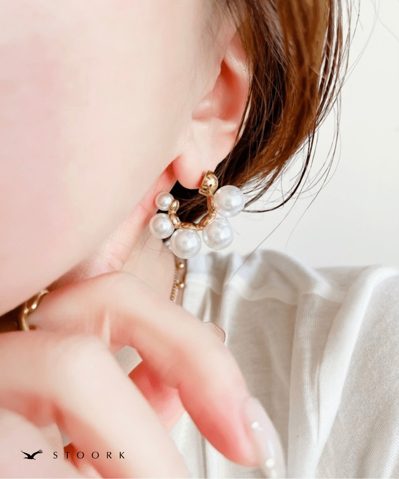 Pearl Cluster Pierce | 金属アレルギー対応アクセサリー通販ショップstoork(ストーク)