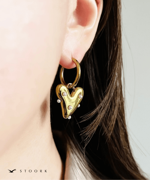 Pearl Dot Heart Pierce | 金属アレルギー対応アクセサリー通販