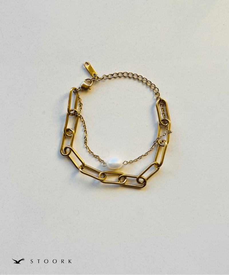 Pearl Double Chain Bracelet - stoork