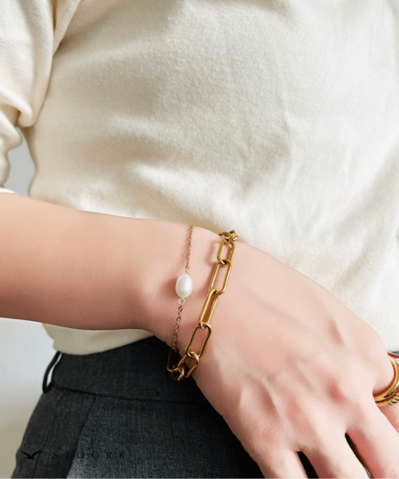 Pearl Double Chain Bracelet - stoork