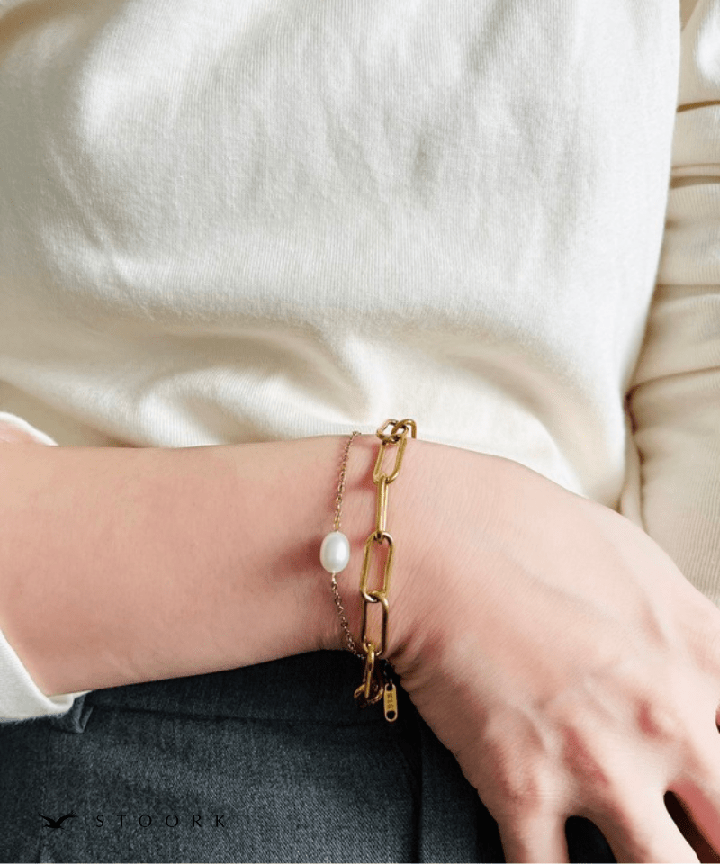 Pearl Double Chain Bracelet - stoork