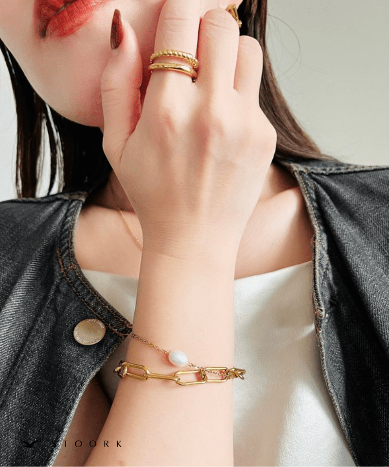 Pearl Double Chain Bracelet - stoork