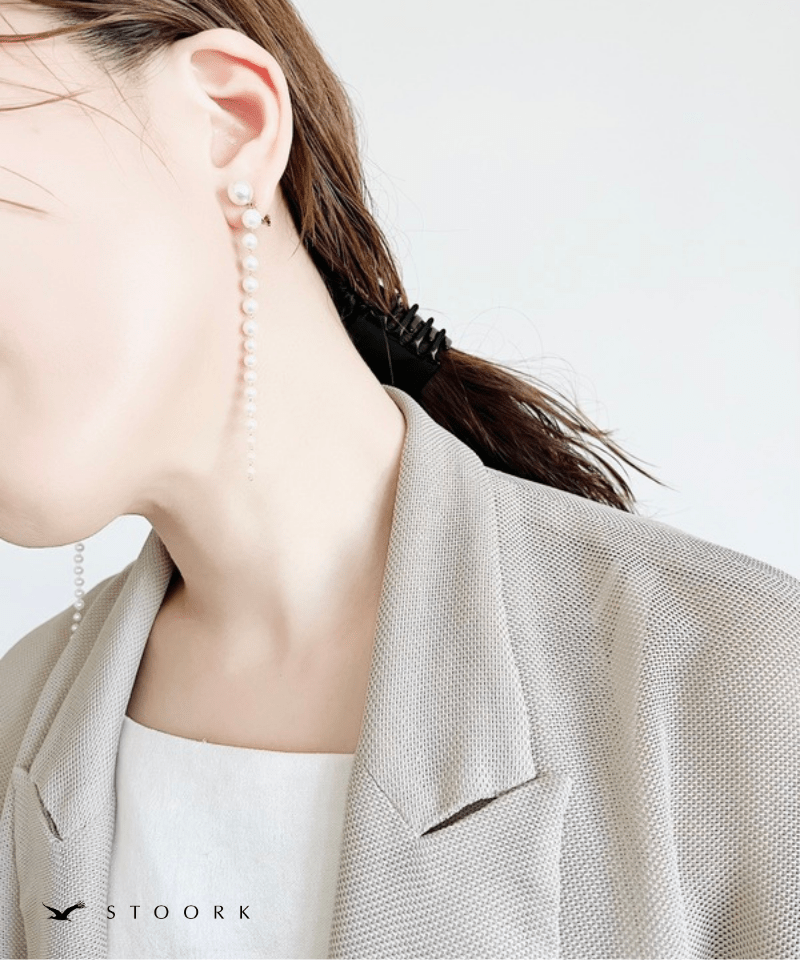 Pearl Long Chain Earring - stoork