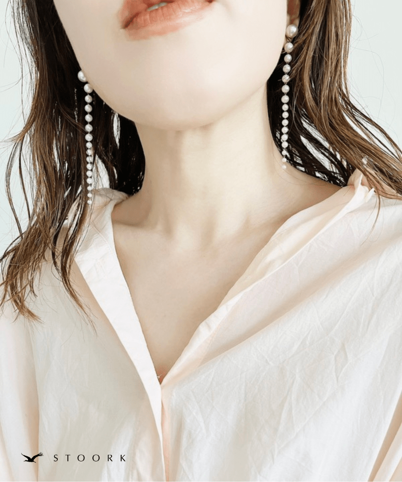Pearl Long Chain Earring - stoork