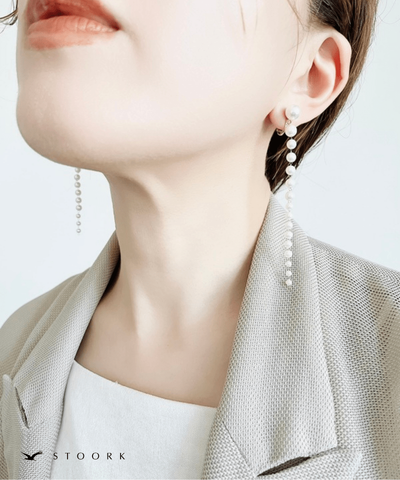 Pearl Long Chain Earring - stoork