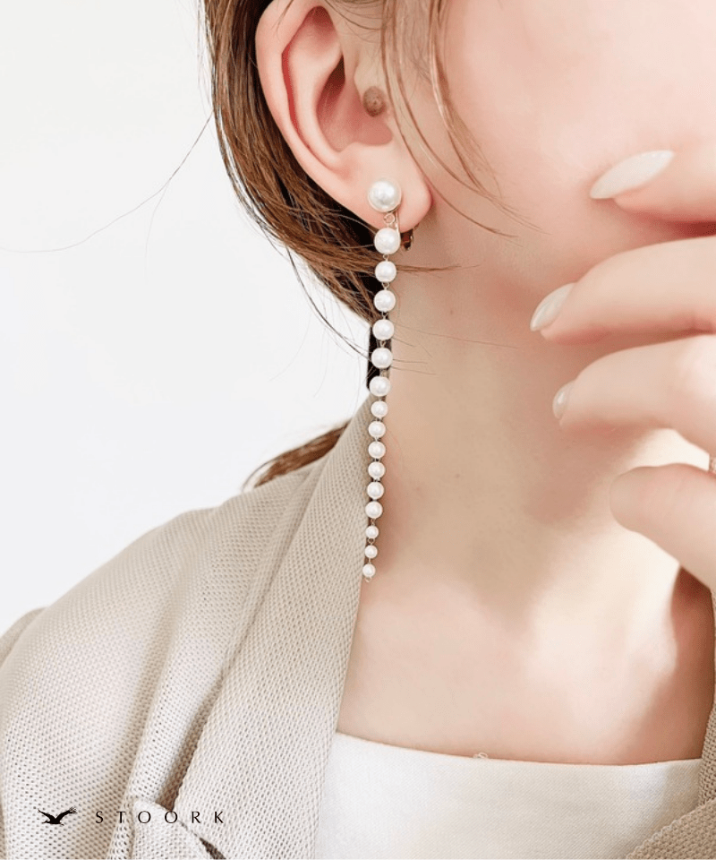 Pearl Long Chain Earring - stoork