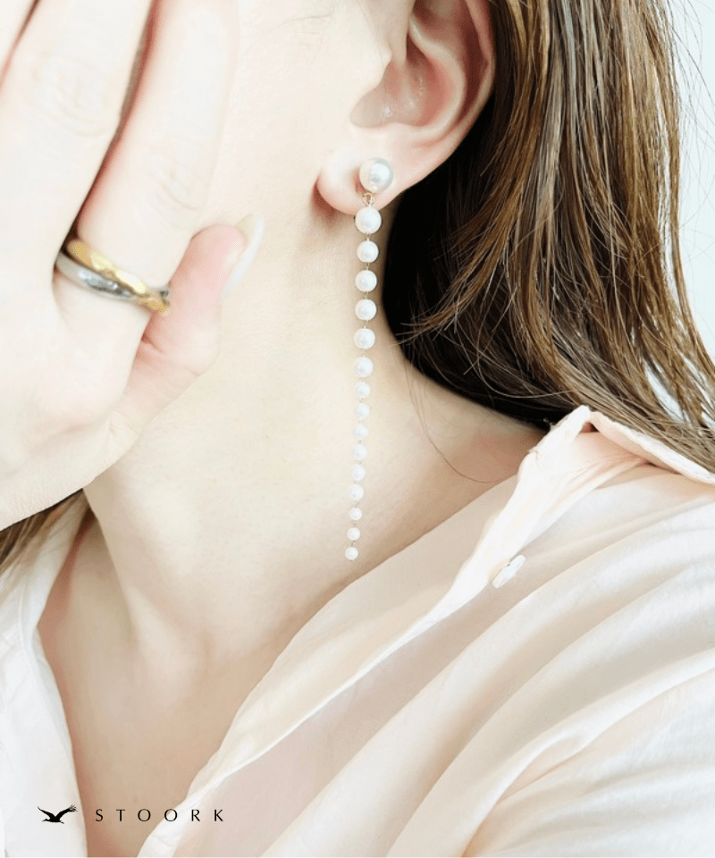 Pearl Long Chain Earring - stoork