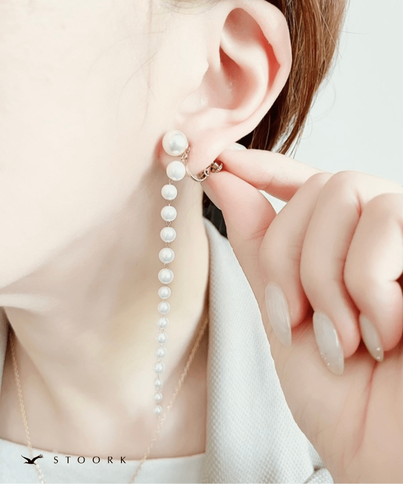 Pearl Long Chain Earring - stoork
