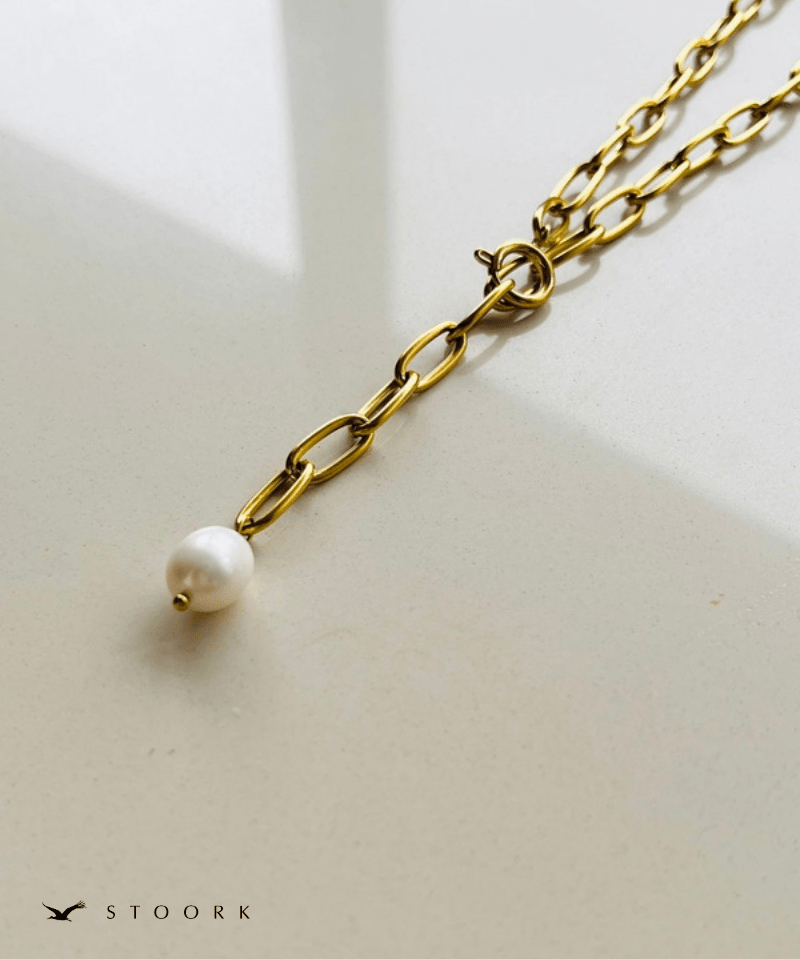 Pearl Paperclip Chain Necklace - stoork