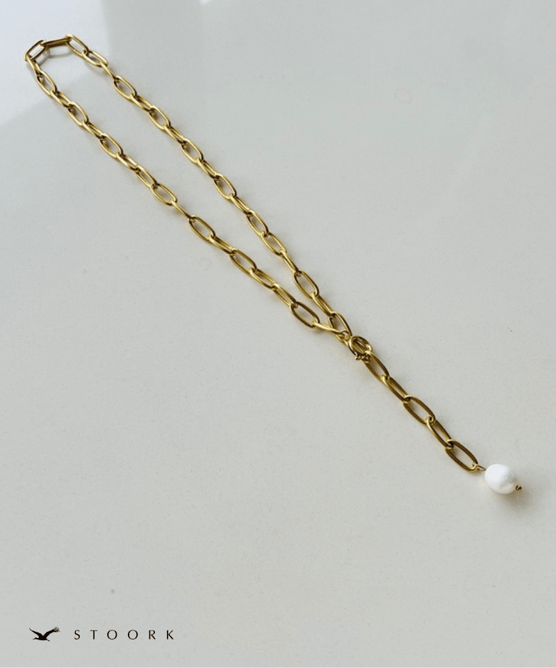 Pearl Paperclip Chain Necklace - stoork
