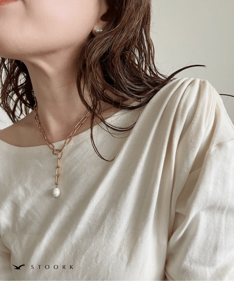 Pearl Paperclip Chain Necklace - stoork
