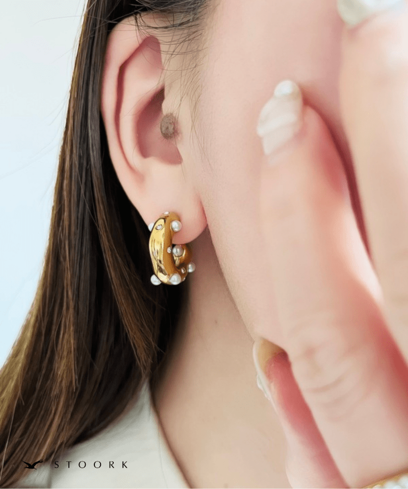 Pearl Zircon Hoop Pierce - stoork