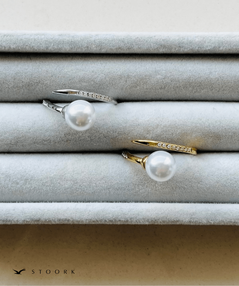 Pearl Zircon Spiral Ring - stoork