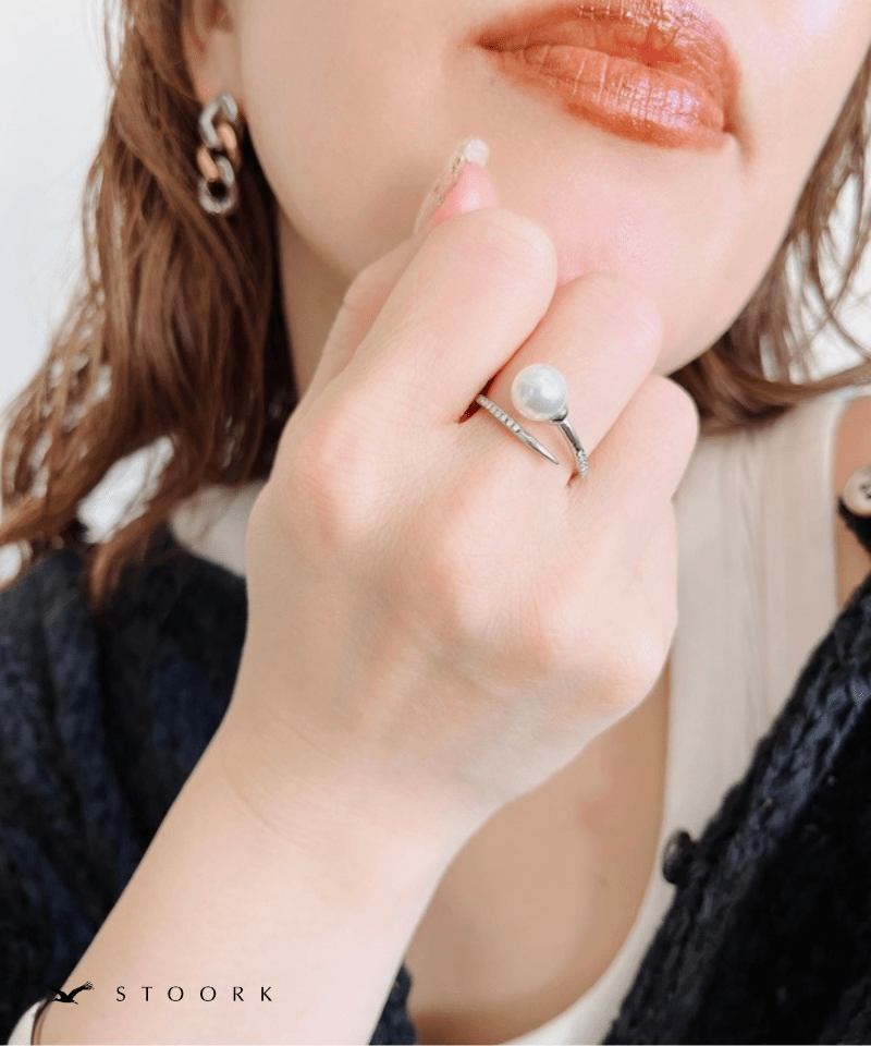 Pearl Zircon Spiral Ring - stoork