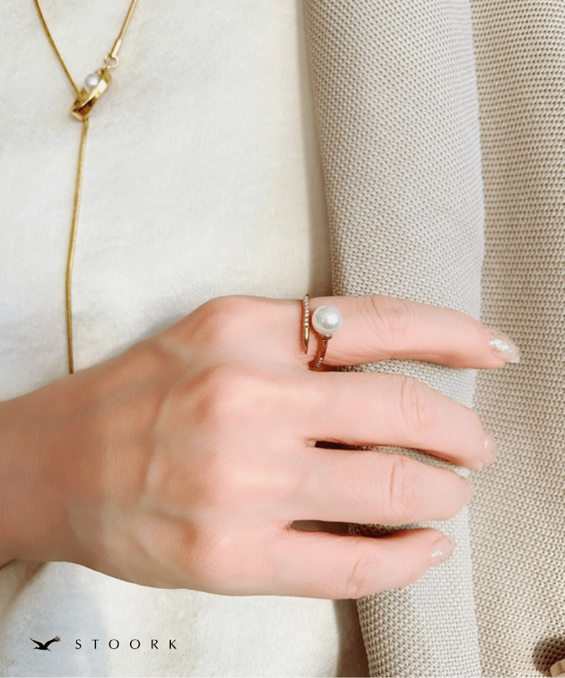 Pearl Zircon Spiral Ring - stoork