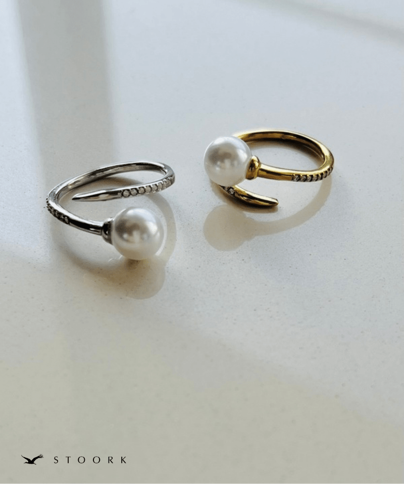 Pearl Zircon Spiral Ring - stoork