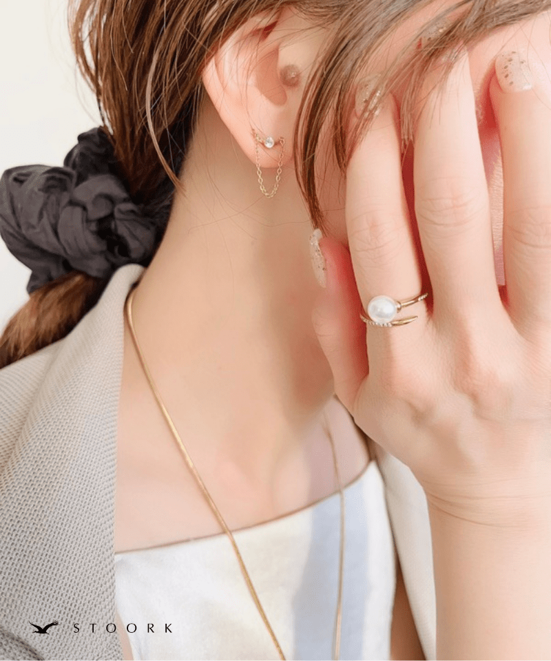 Pearl Zircon Spiral Ring - stoork