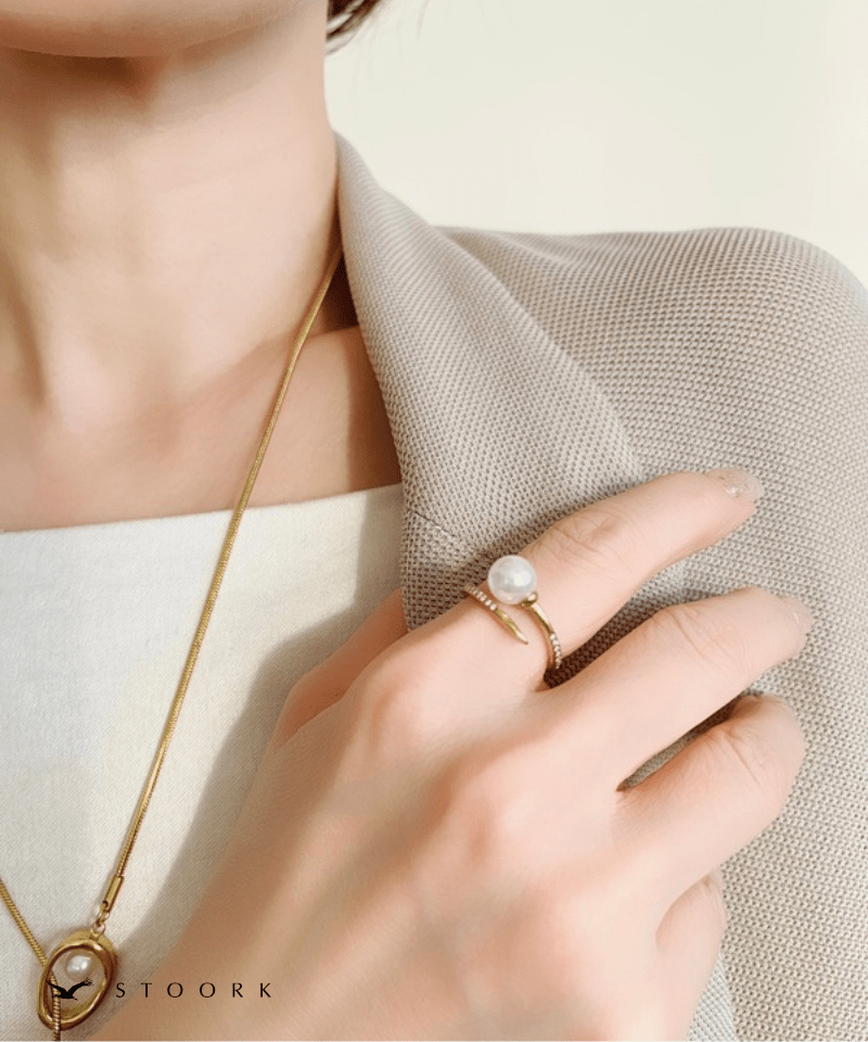 Pearl Zircon Spiral Ring - stoork