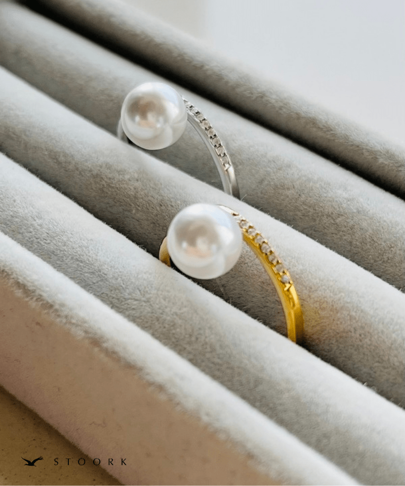 Pearl Zircon Spiral Ring - stoork