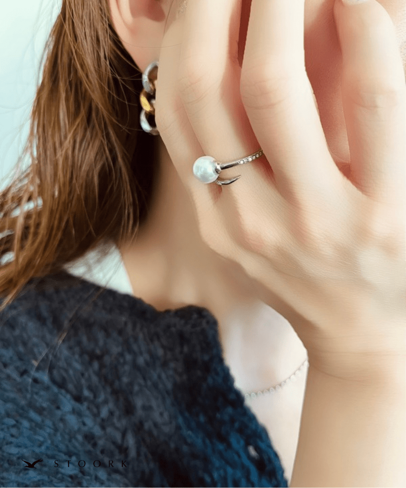 Pearl Zircon Spiral Ring - stoork