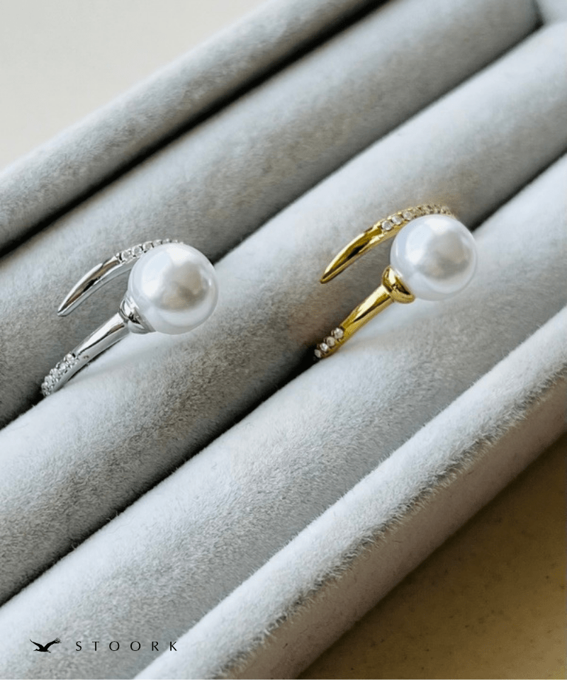 Pearl Zircon Spiral Ring - stoork