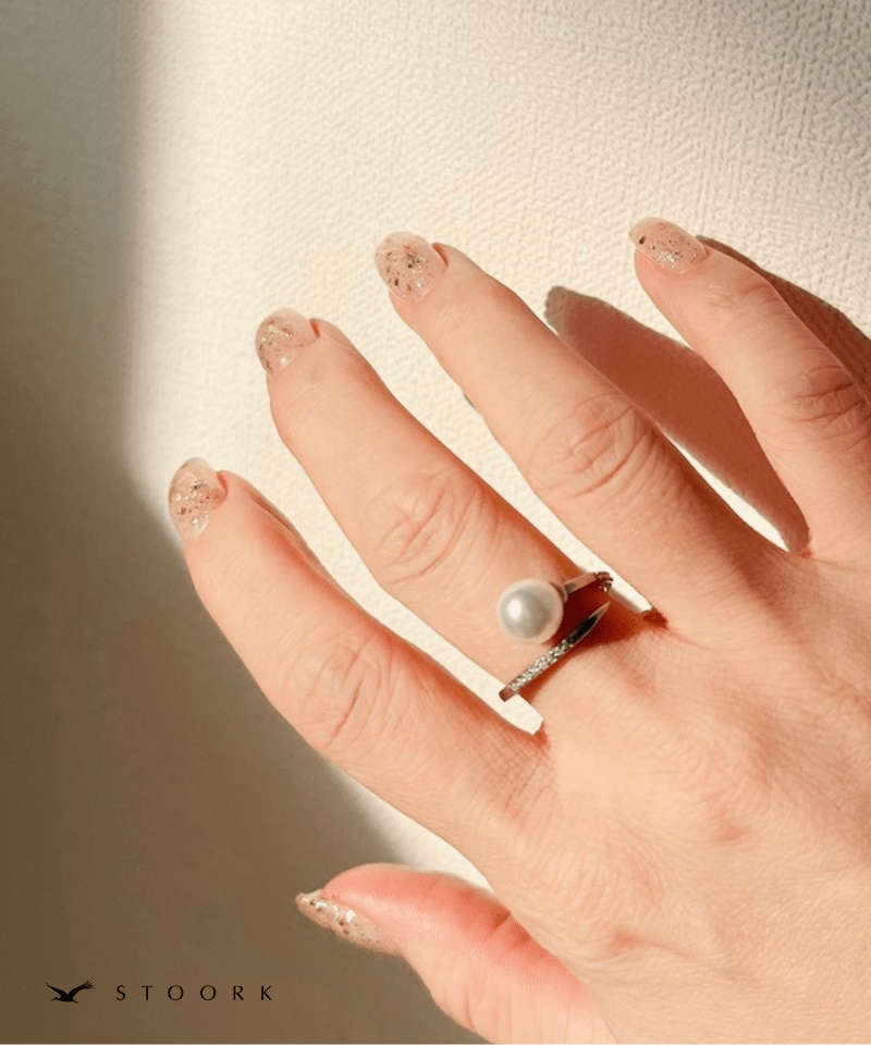 Pearl Zircon Spiral Ring - stoork