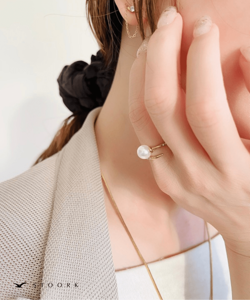 Pearl Zircon Spiral Ring - stoork