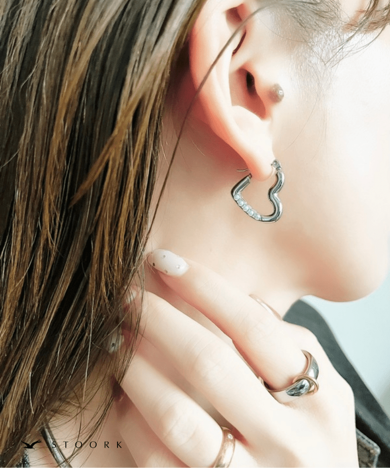 Point Pearl Heart Pierce | 金属アレルギー対応アクセサリー通販